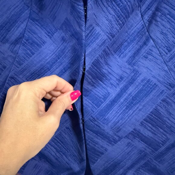 Lafayette 148 New York Royal Blue‎ Brushstrokes Blazer Size 8 - Picture 5 of 9